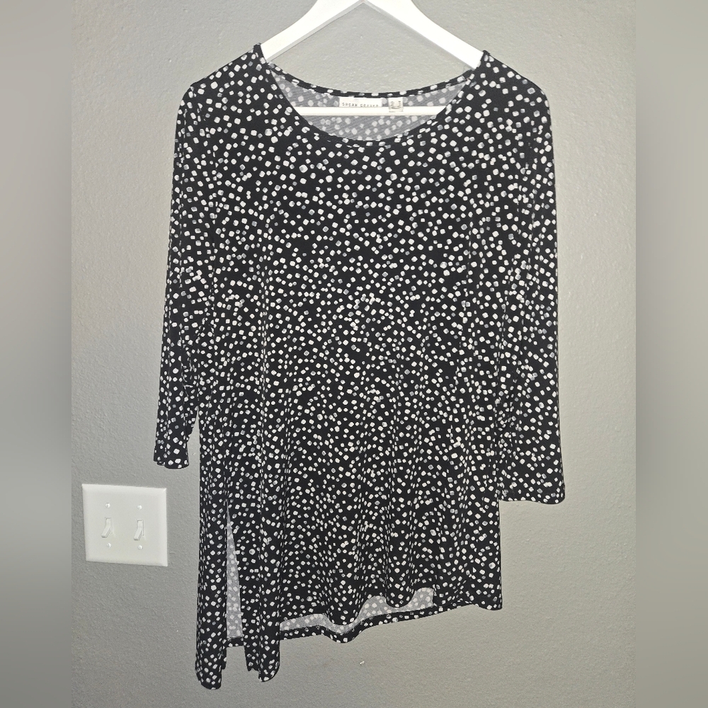 Susan Graver Asymmetrical Hem Tunic Top In Liquid Fabric Size Medium